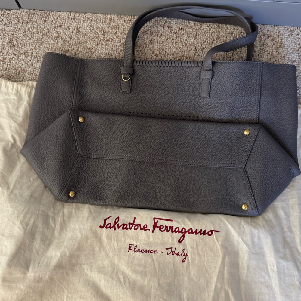 Salvatore Ferragamo Charcoal Leather Handbag